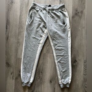 Gray and White Track Pants